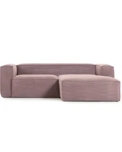 Blok 2-Seater Right Lounge Sofa Corduroy Light Pink