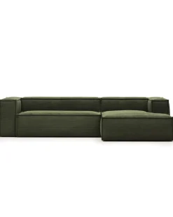 Blok 3-Seater Right Lounge Sofa Corduroy Green
