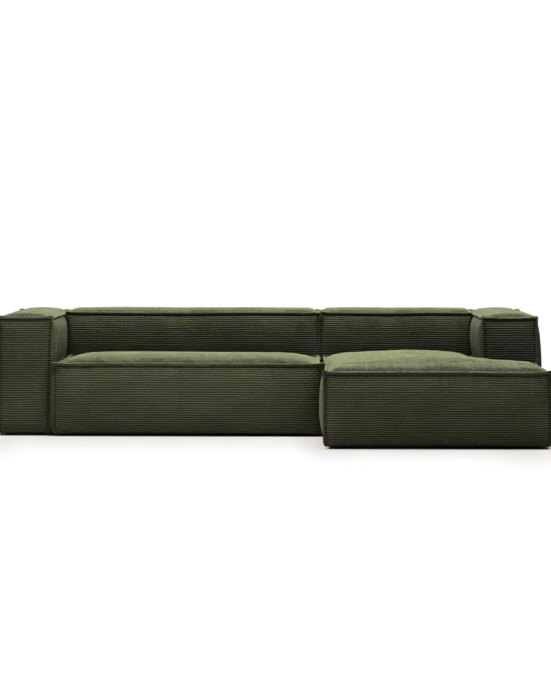 Blok 3-Seater Right Lounge Sofa Corduroy Green