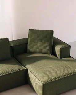 Blok 3-Seater Right Lounge Sofa Corduroy Green