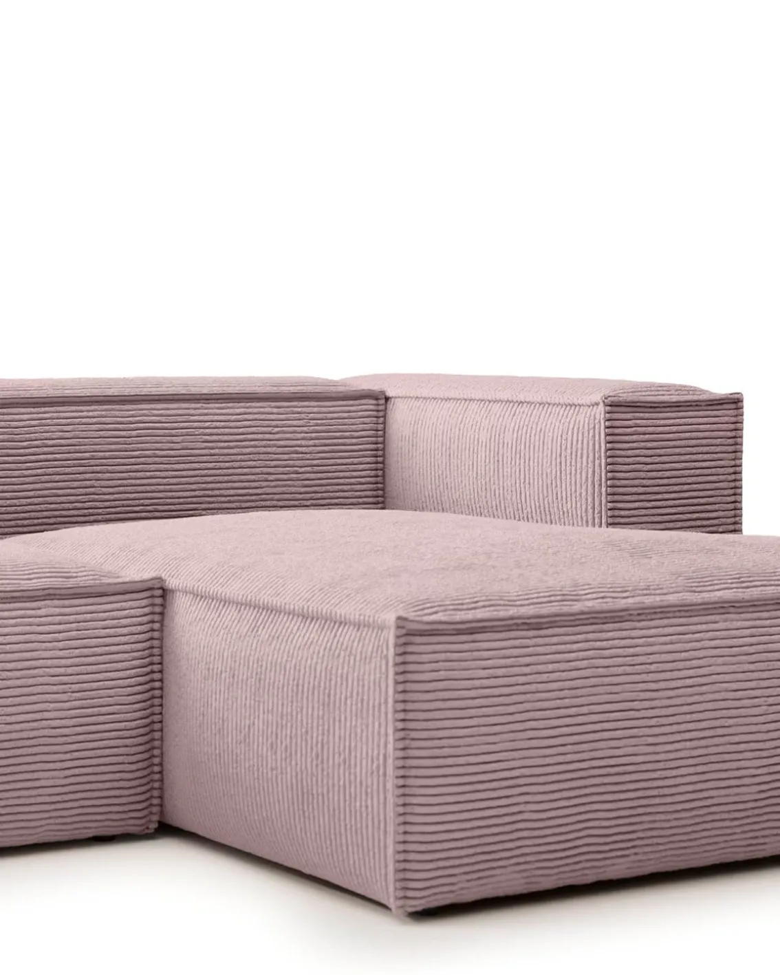 Blok 3-Seater Right Lounge Sofa Corduroy Light Pink