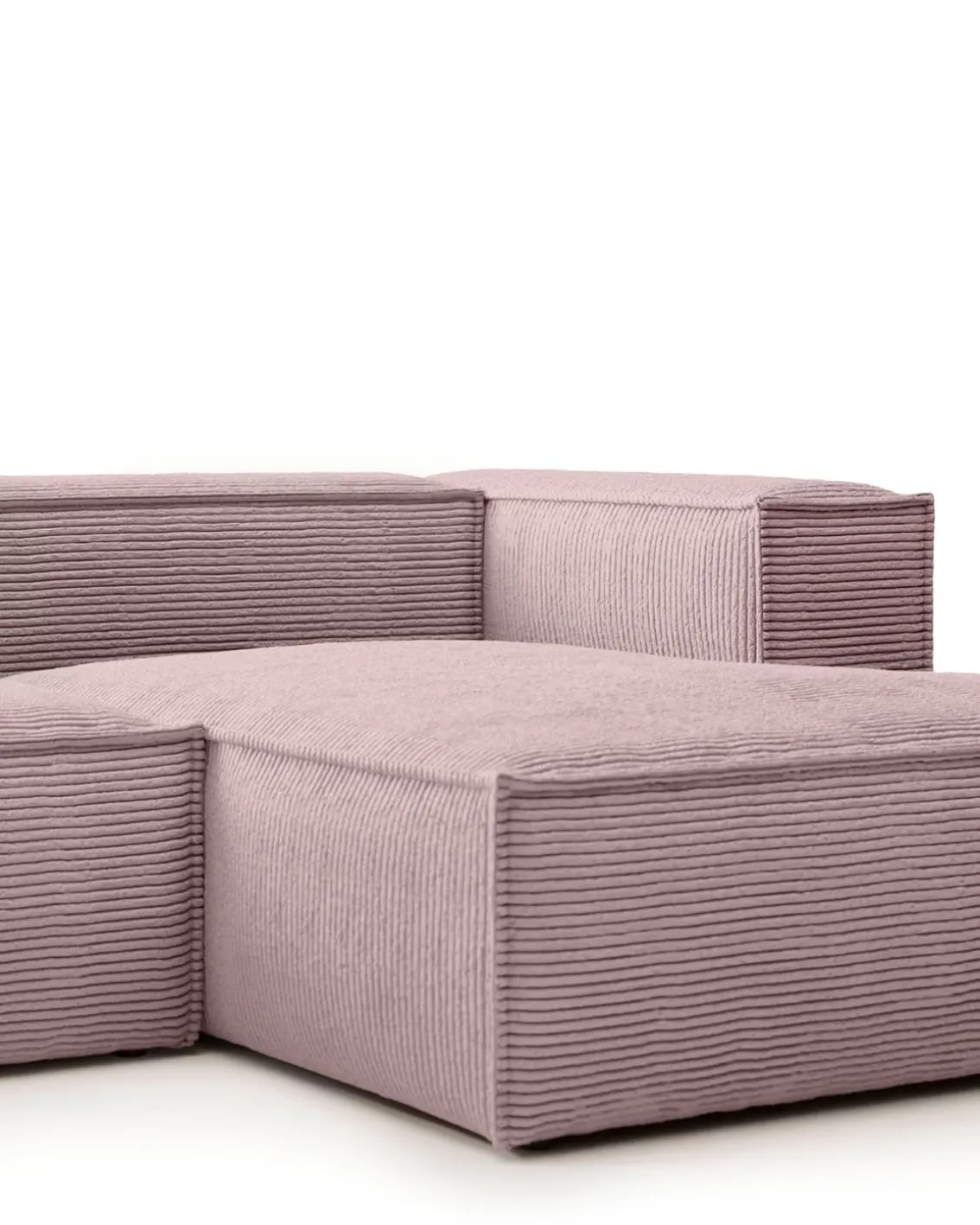 Blok 2-Seater Right Lounge Sofa Corduroy Light Pink