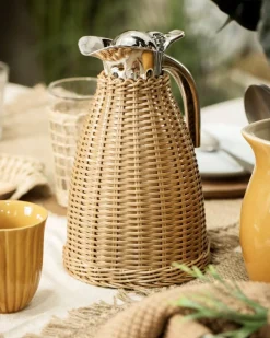 Braided Rattan Jug Brown