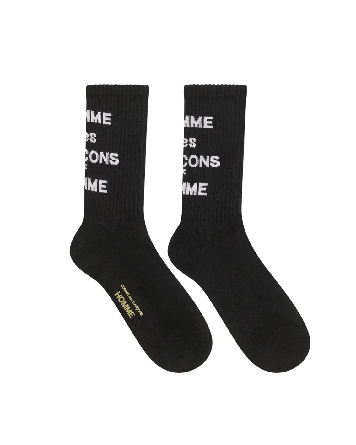 Comme des Garçons Homme Ribbed Logo Socks Black