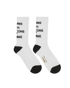 Comme des Garçons Homme Ribbed Logo Socks White