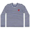 Comme des Garçons Play Striped Heart Long Sleeve T-Shirt Navy/White