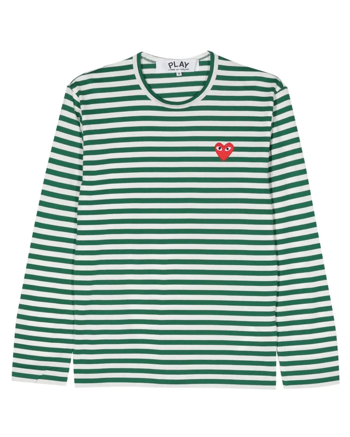 Comme des Garçons Play Striped Heart Long Sleeve T-Shirt Green/White