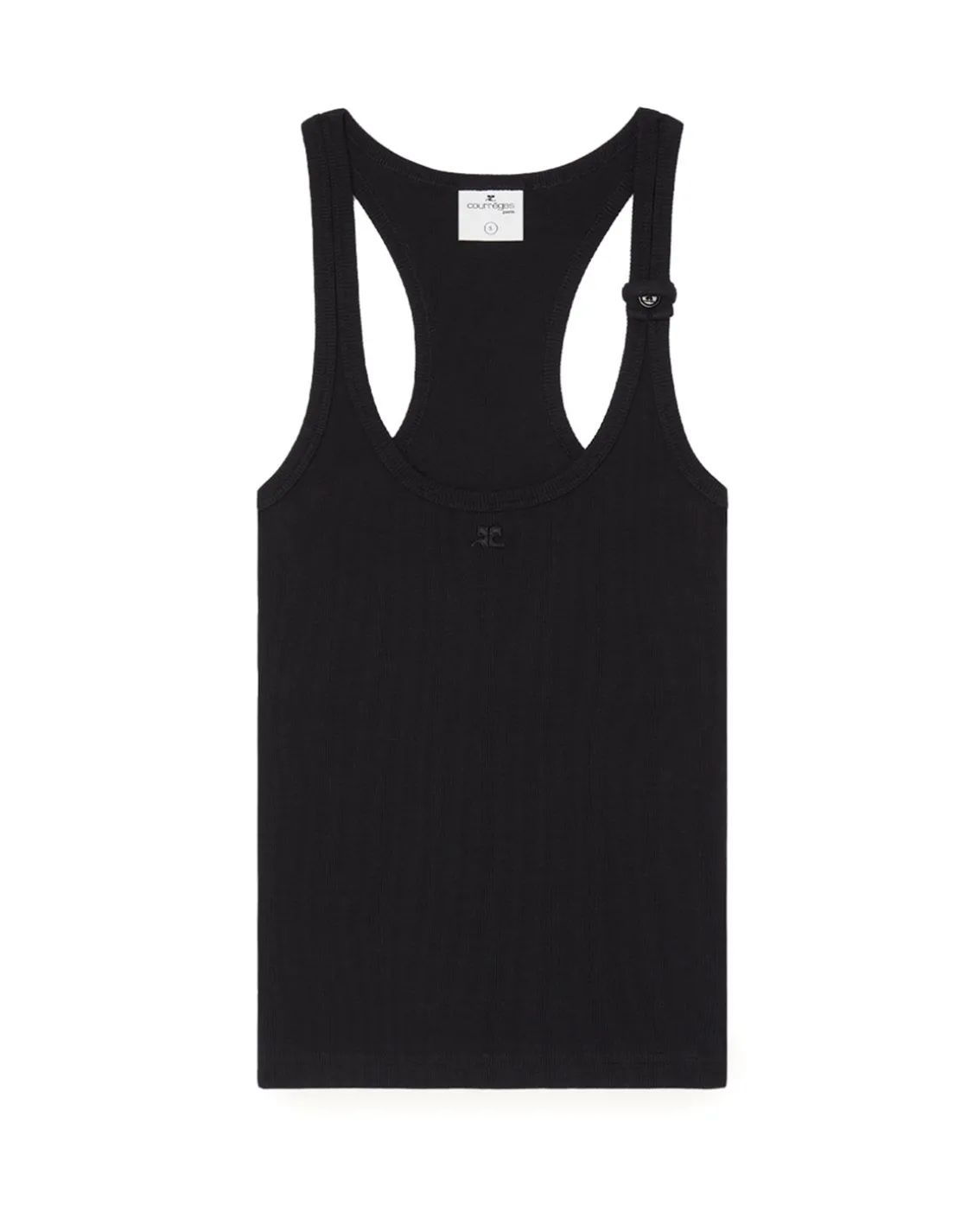Courrèges Buckle 90'S Rib Tank Top Black