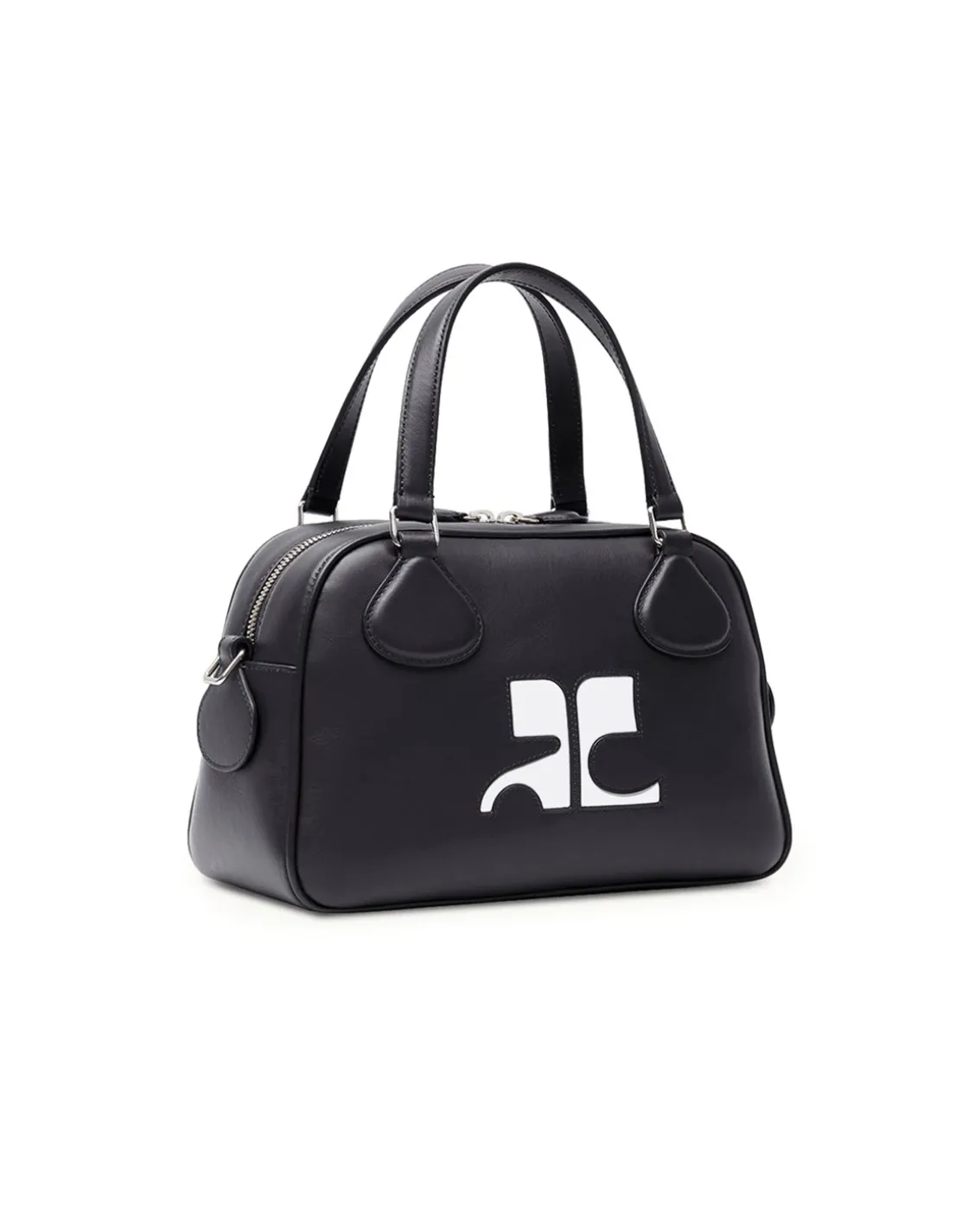Courrèges Reedition Leather Bowling Bag Black