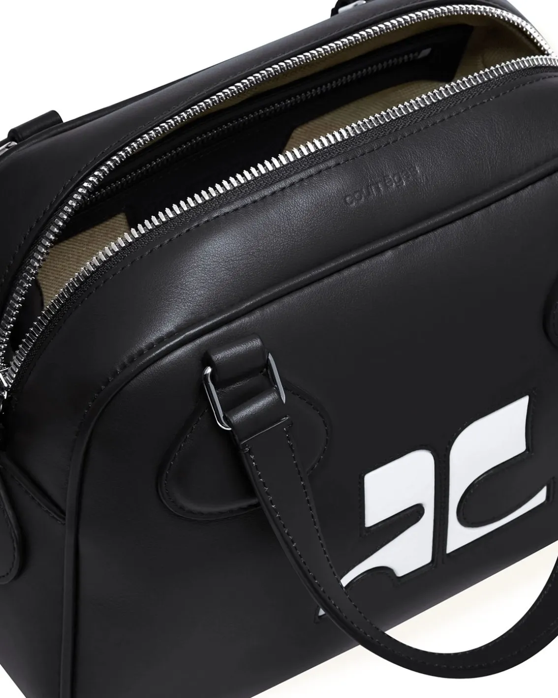 Courrèges Reedition Leather Bowling Bag Black