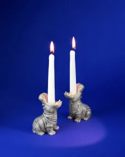 Donkey Hungry Hippo Candle Holder 2-Pack Grey