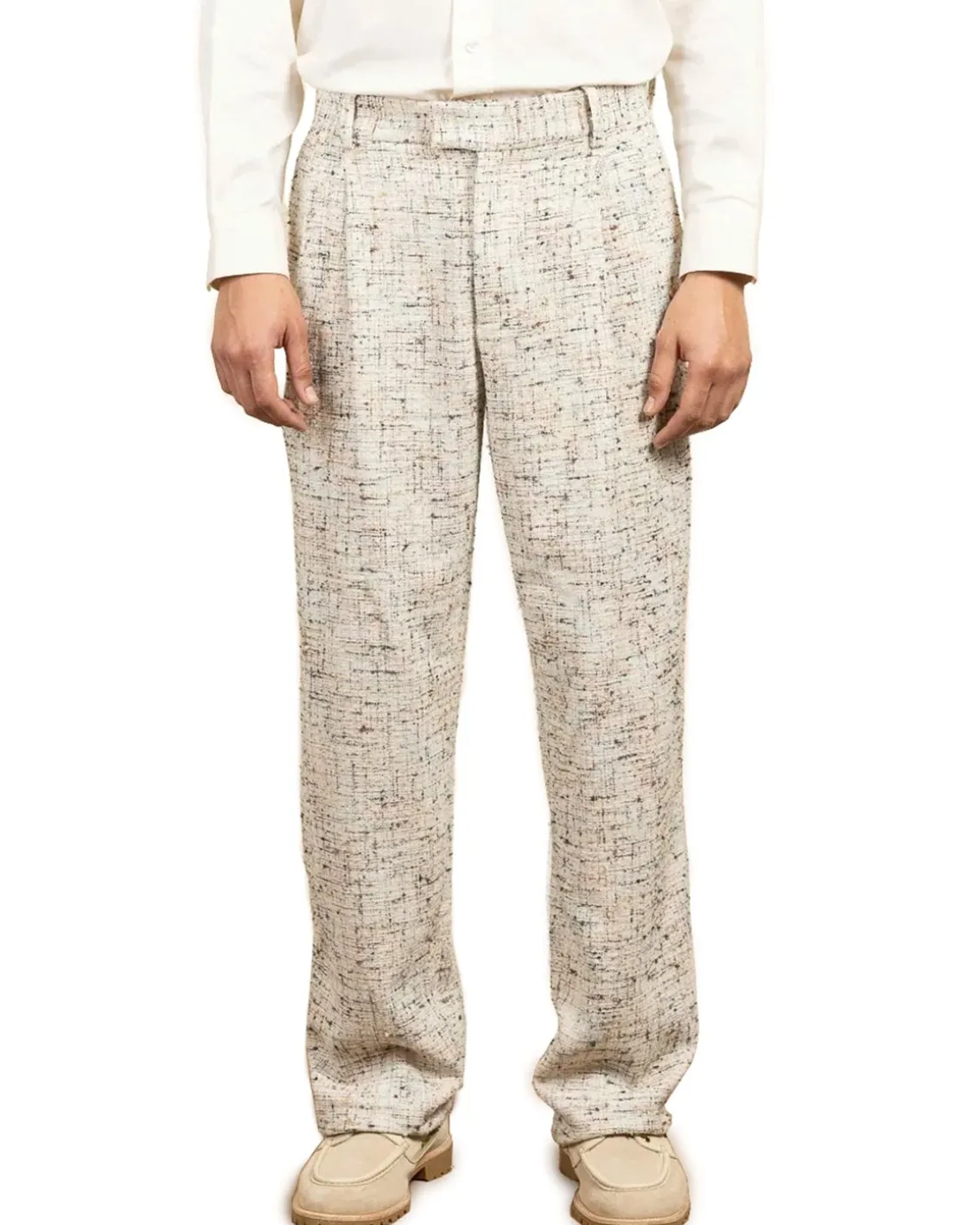 Drôle De Monsieur Baggy Tweed Pants Ecru
