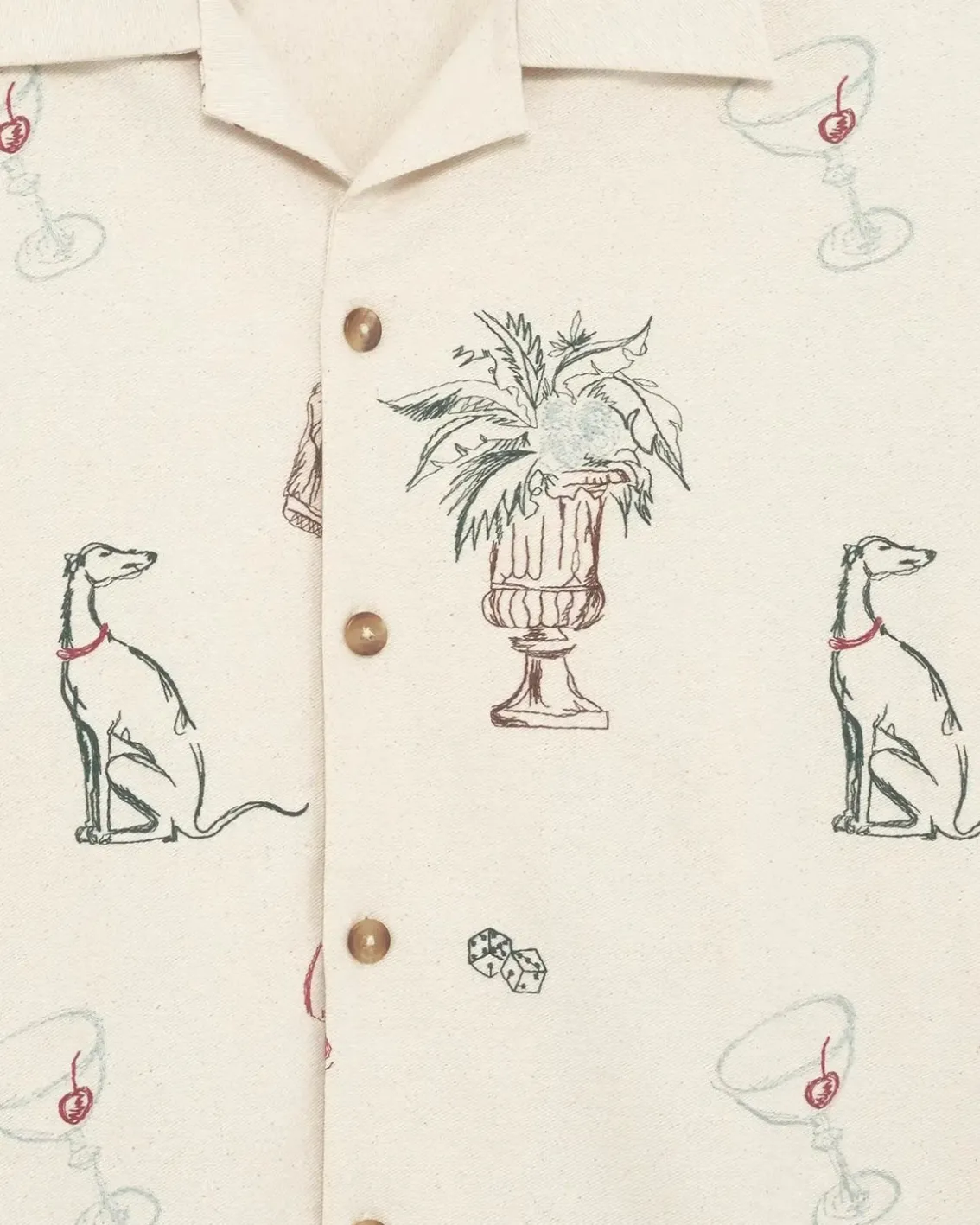 Drôle De Monsieur Country Club Embroidered Shirt Ecru