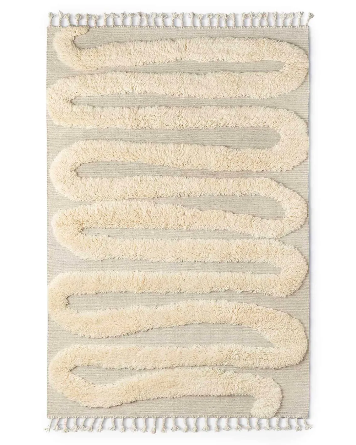 Dusty Deco Snake Rya Rug Off White/Beige