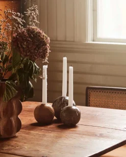Dusty Deco Sphere Candle Holder 10 Red