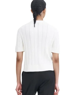 Filippa K Braid Knit T-Shirt Pearl White