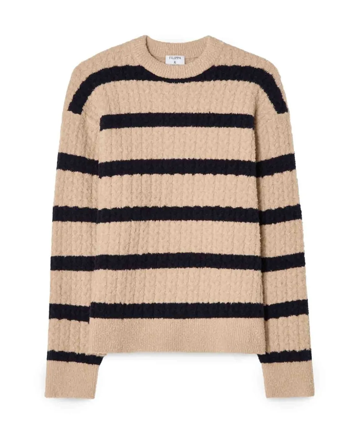 Filippa K Braided Striped Sweater Light Khaki