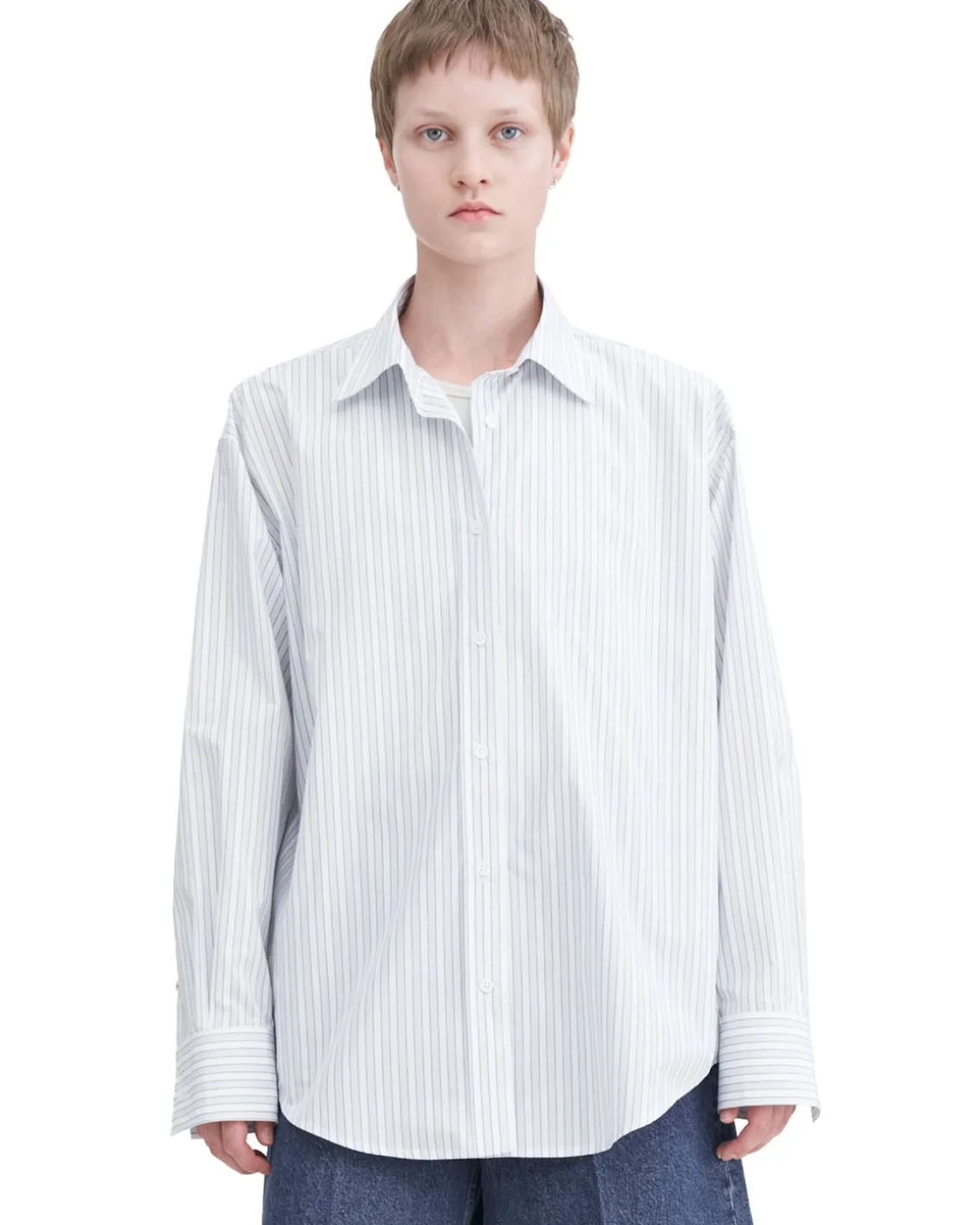 Filippa K Classic Stripe Shirt Ice Blue/White