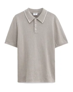 Filippa K Linen Cotton Knit Polo Moss Grey