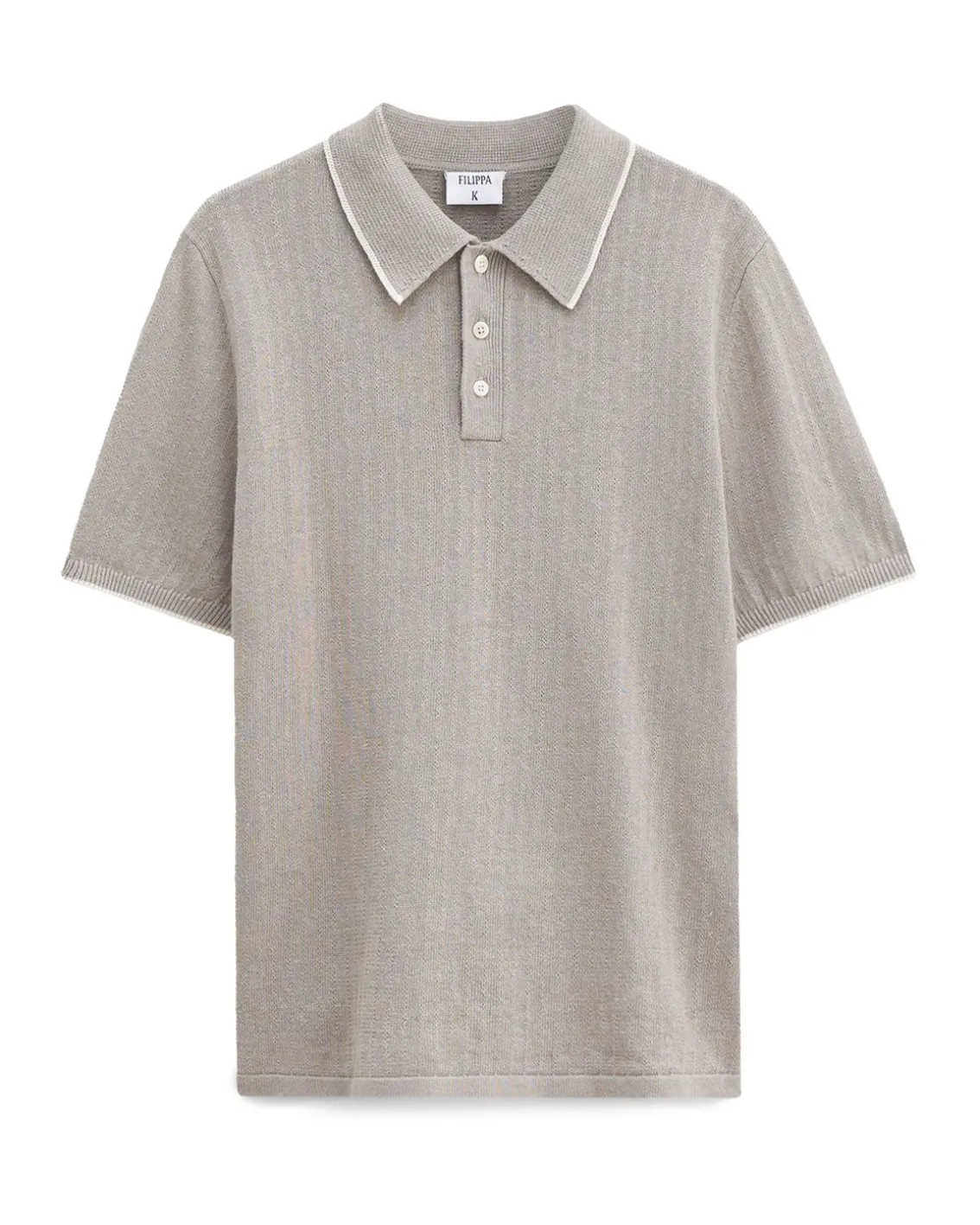 Filippa K Linen Cotton Knit Polo Moss Grey