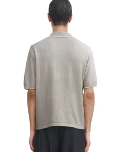 Filippa K Linen Cotton Knit Polo Moss Grey