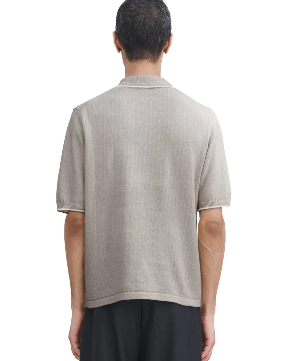 Filippa K Linen Cotton Knit Polo Moss Grey
