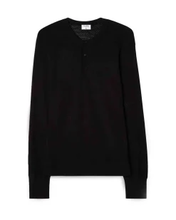 Filippa K Mesh Knit Henley Black