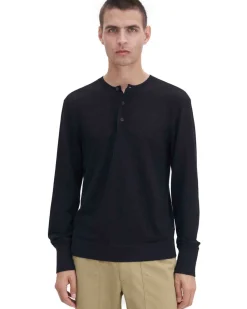 Filippa K Mesh Knit Henley Black