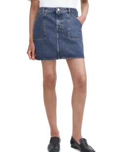 Filippa K Patch Pocket Mini Skirt Washed Mid Blue