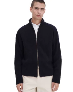 Filippa K Ribbed Cotton Zip Cardigan Navy