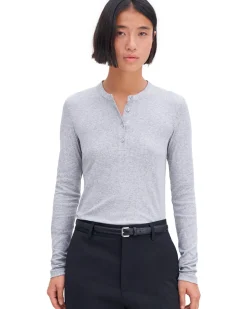 Filippa K Soft Rib Henley Light Grey