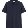 Filippa K Stretch Cotton Polo T-Shirt Navy