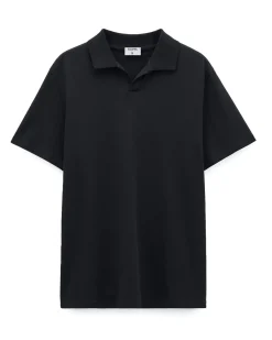 Filippa K Stretch Cotton Polo T-Shirt Black
