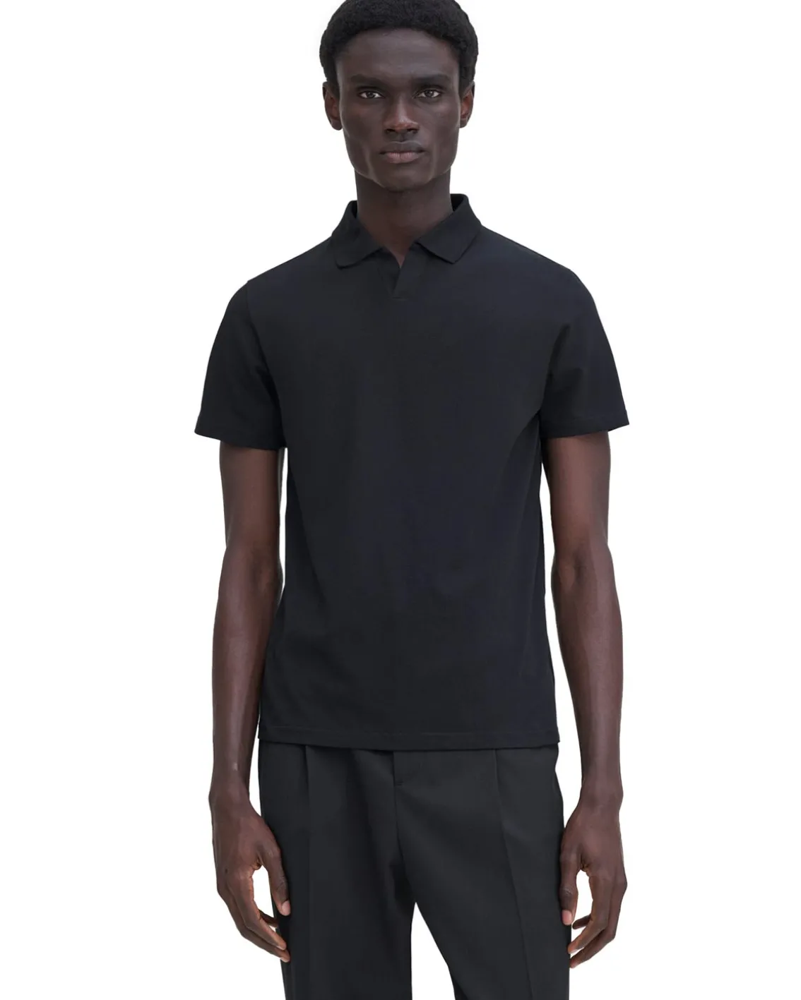 Filippa K Stretch Cotton Polo T-Shirt Black