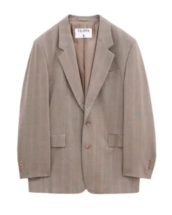Filippa K Tailored Herringbone Blazer Khaki Beige