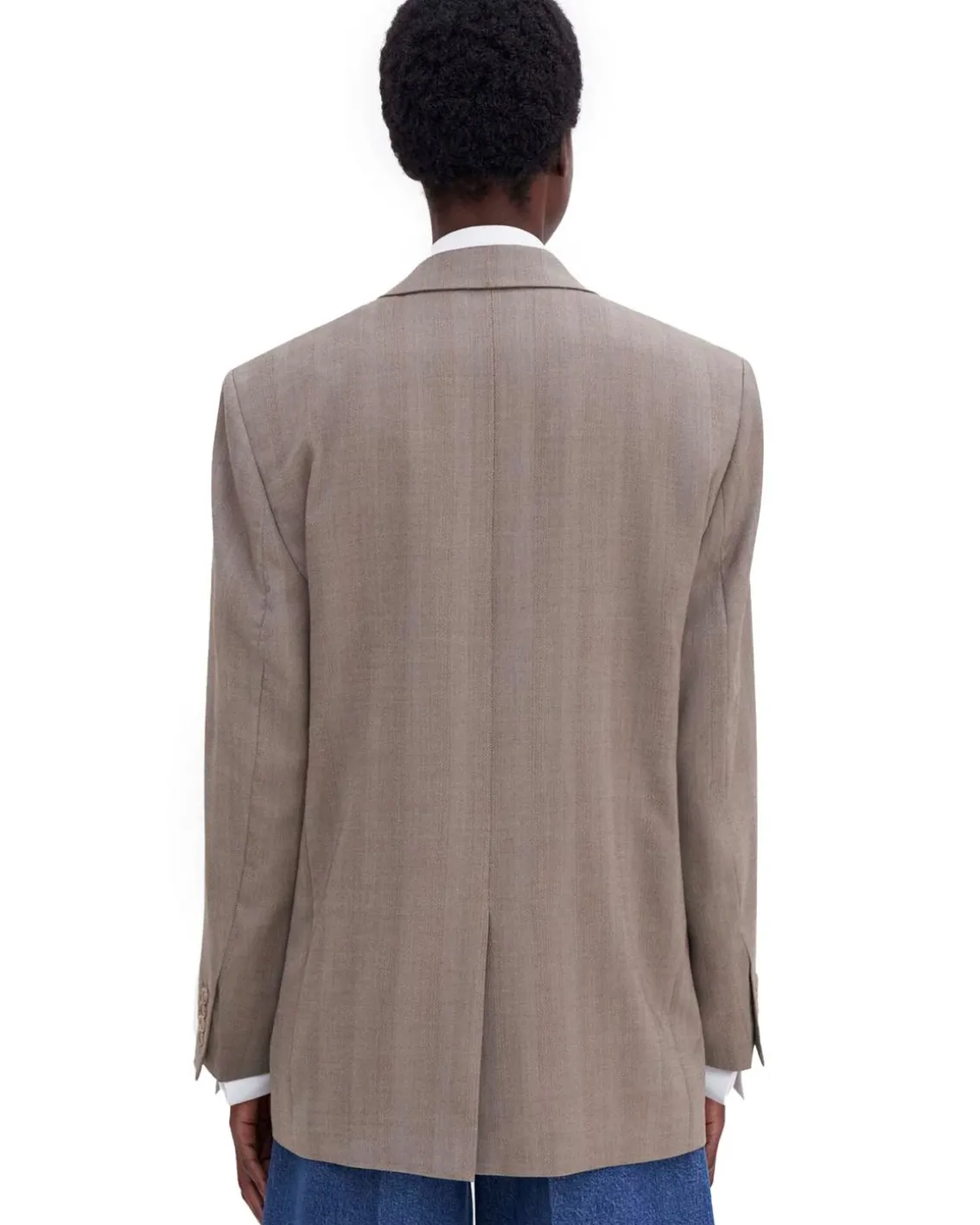 Filippa K Tailored Herringbone Blazer Khaki Beige