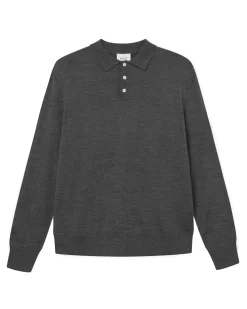 Forét Base Merino Polo Knit Dark Grey Melangé