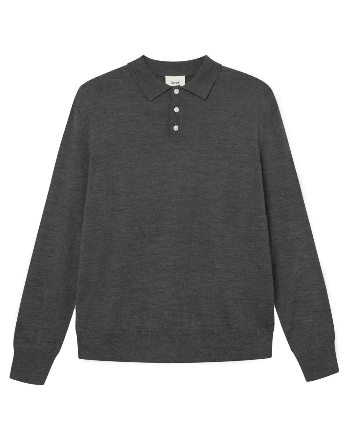 Forét Base Merino Polo Knit Dark Grey Melangé