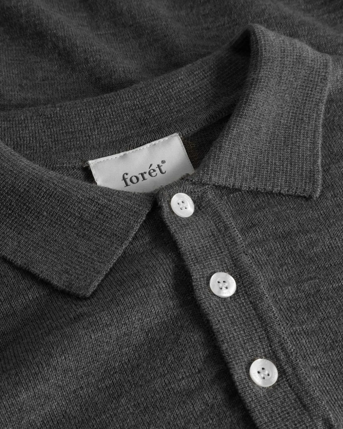 Forét Base Merino Polo Knit Dark Grey Melangé