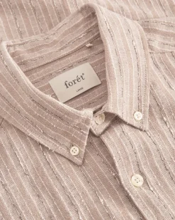 Forét Camp Linen Shirt Khaki Stripe