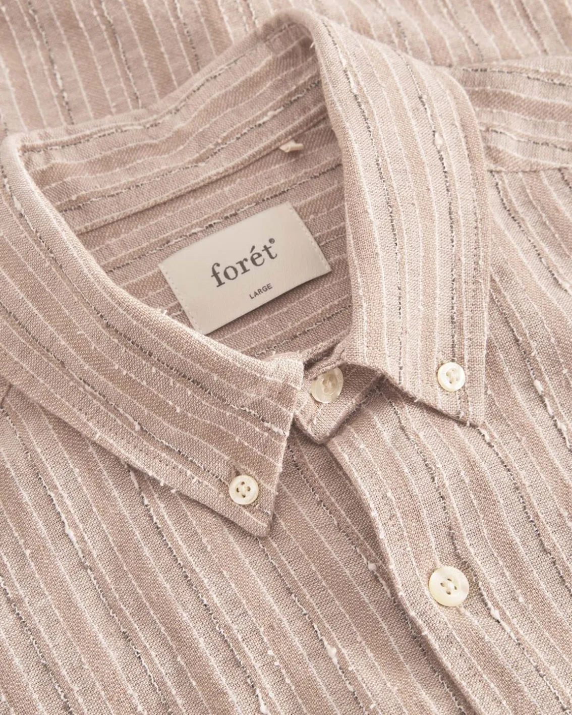 Forét Camp Linen Shirt Khaki Stripe