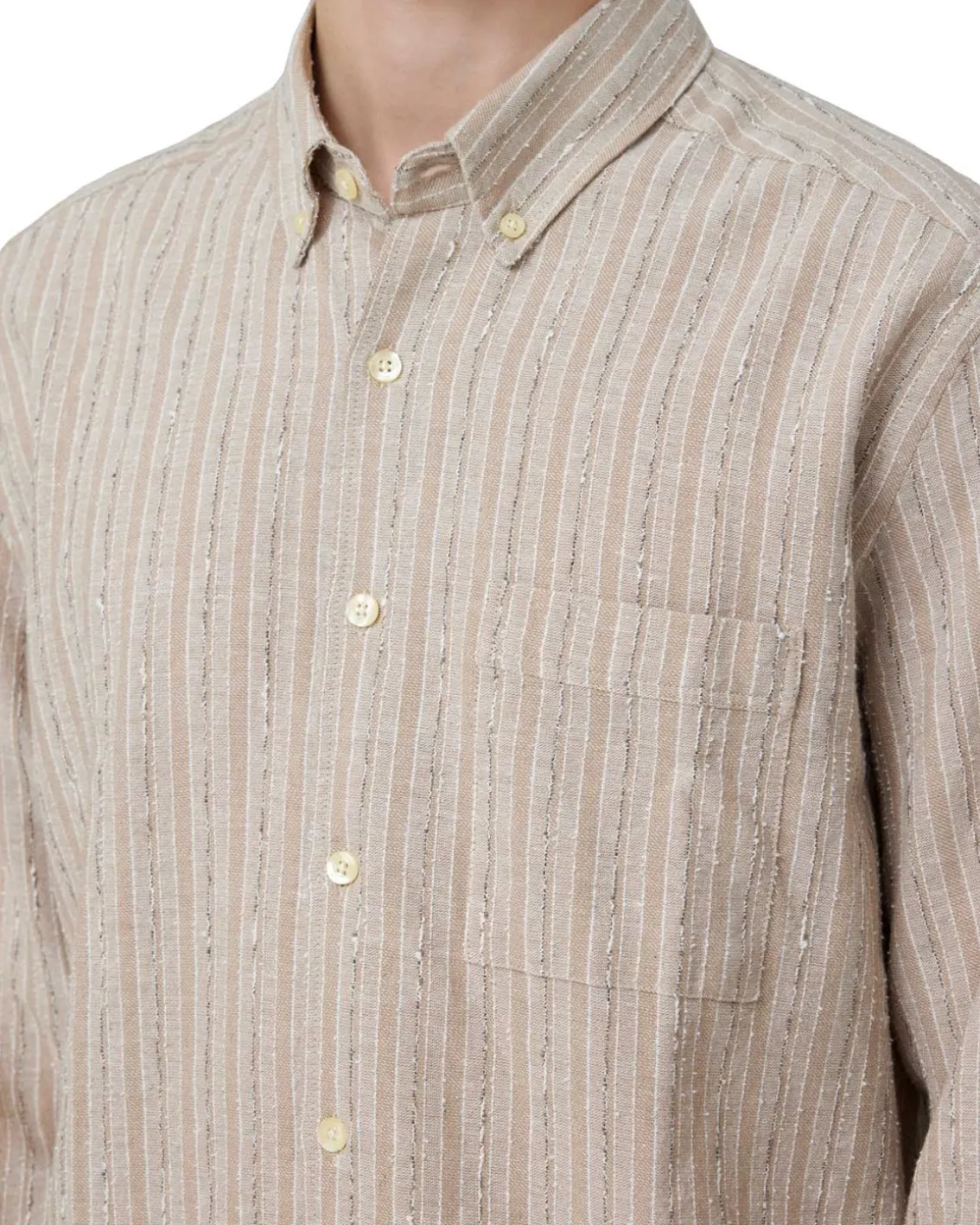 Forét Camp Linen Shirt Khaki Stripe