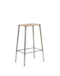 Frama Adam Stool H65 Natural Leather/Raw steel