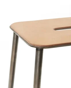 Frama Adam Stool H76 Natural leather/raw steel