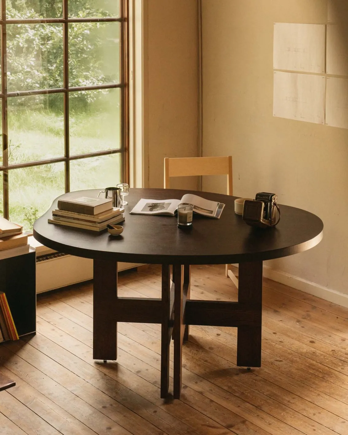 Frama Farmhouse Trestle Table Pond Dark Oak