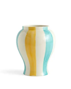 HAY Sobremesa Stripe Vase L Green Yellow