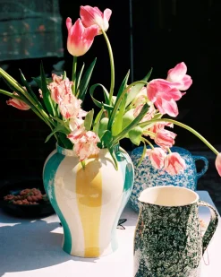 HAY Sobremesa Stripe Vase L Green Yellow