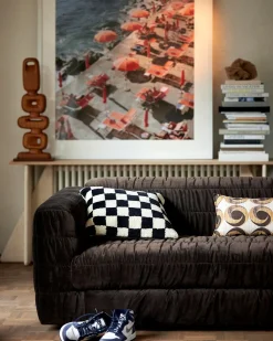 HK Living Club Couch Royal Velvet Dark Brown