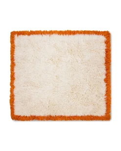 HK Living Fluffy Square Rug Natural Cream/Orange