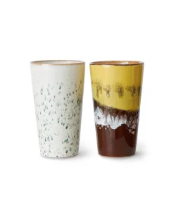 HK Living 70S Ceramics Latte Mugs Set Of 2 Brine
